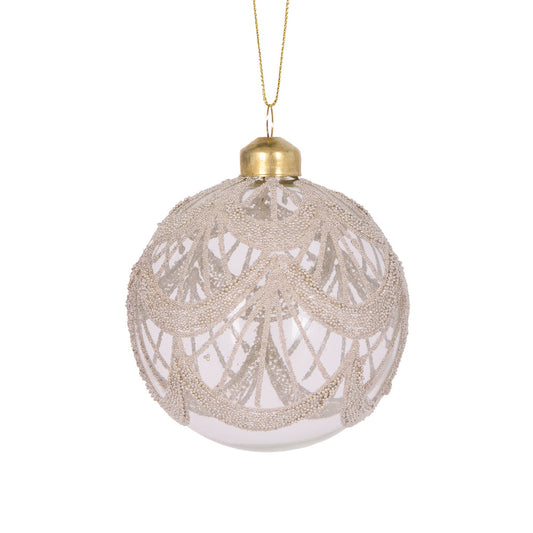 Champagne Lace Round Bauble Decoration