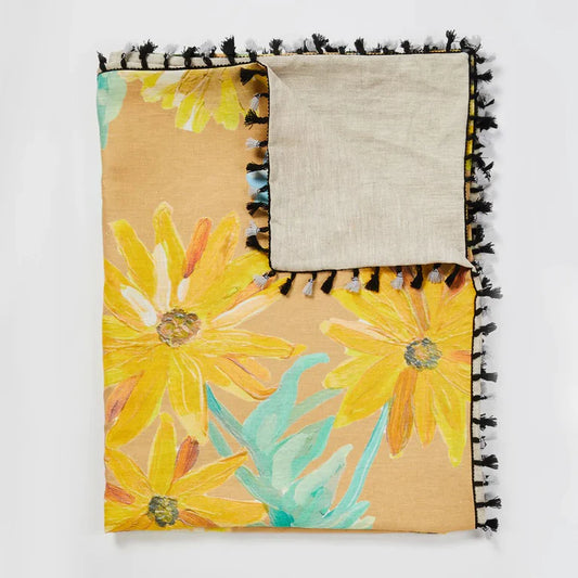 Bonnie and Neil Tassel Throw Floral Toffee