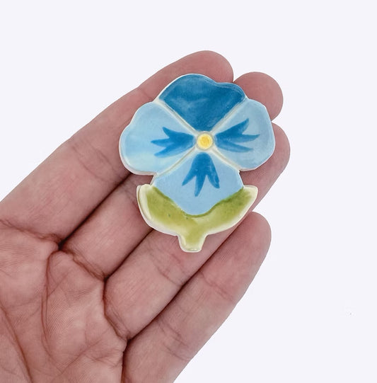 Togetherness Flowerful Ceramic Brooch - Pansy
