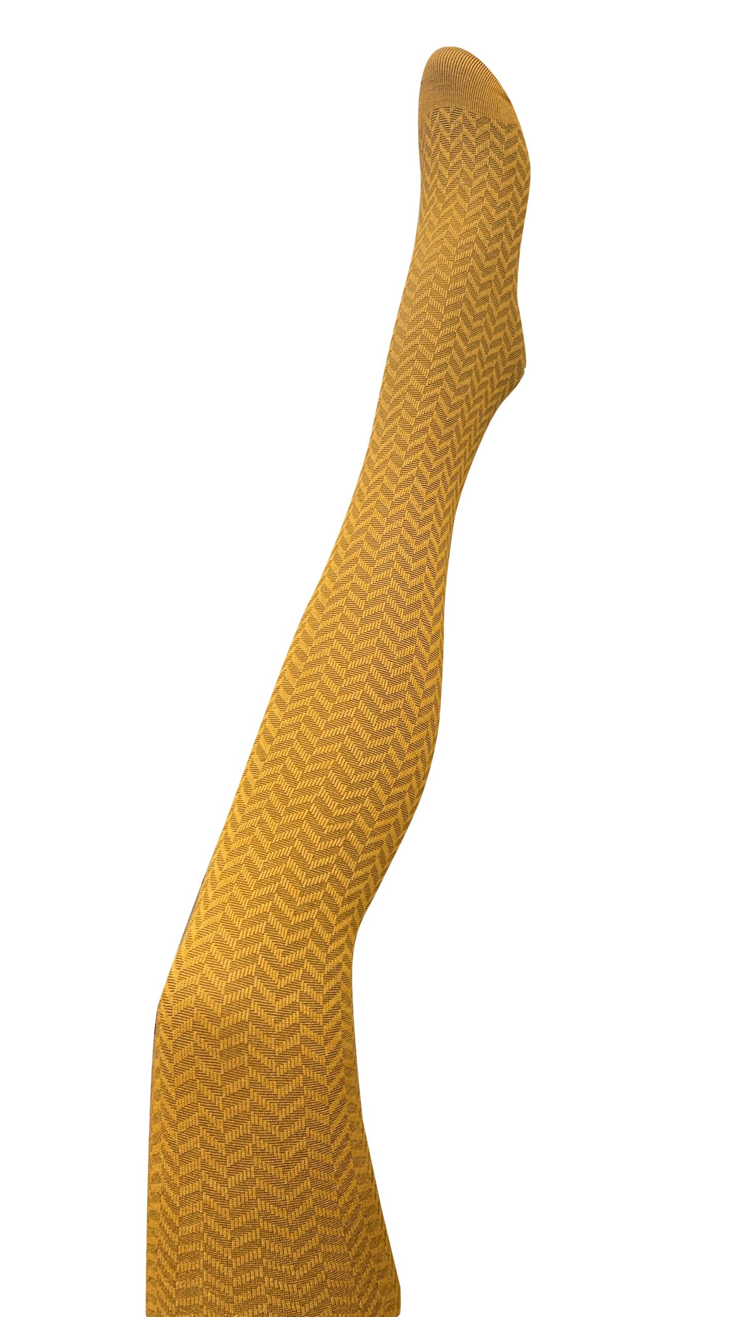 Tightology Herringbone Wool Tights - Mustard