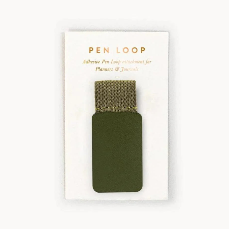 Bespoke Letterpress - Adhesive Pen Loop Olive Green