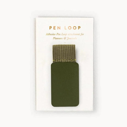 Bespoke Letterpress - Adhesive Pen Loop Olive Green