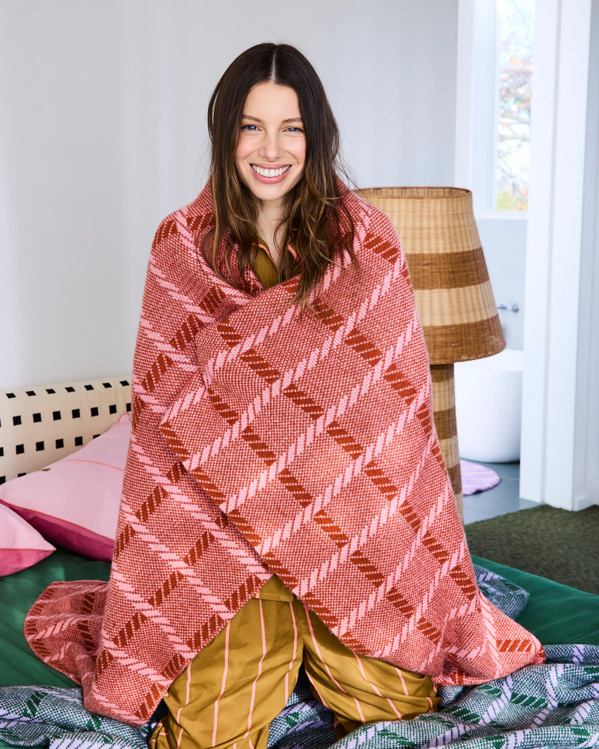 Kip and Co Creme Brulee Check Blanket