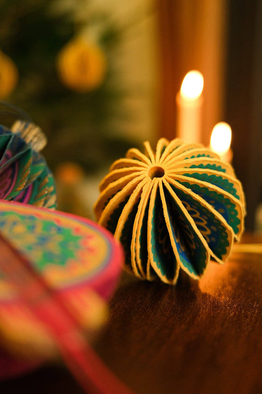 Yellow Bauble Honeycomb Decoration