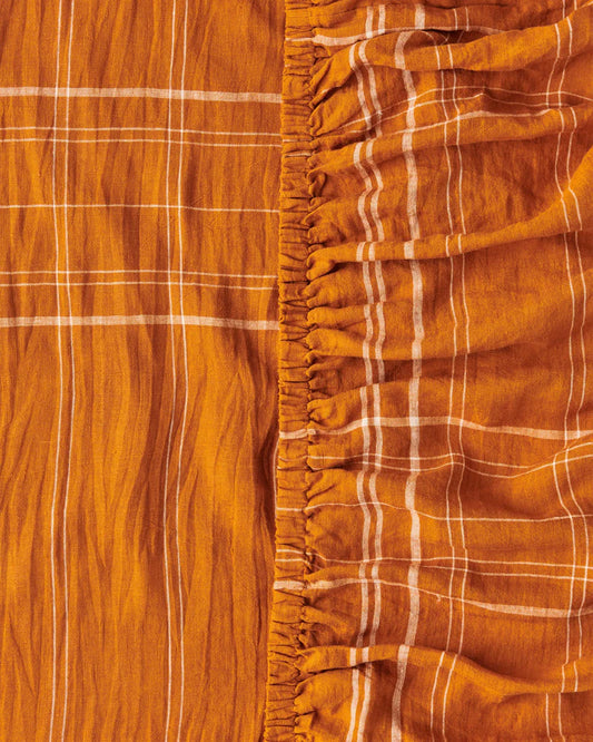 Santa MonicaPecan Tartan Linen Fitted Sheet