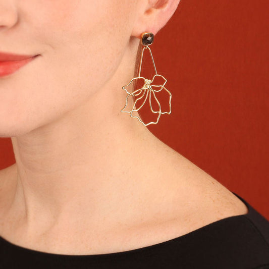 Taratata Jewellery - Rhodonite Stud Hibiscus Earrings