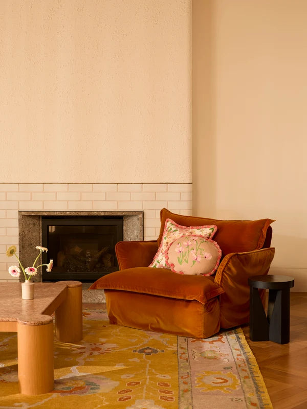 Bonnie and Neil Cushion - Sweet Pea Buff