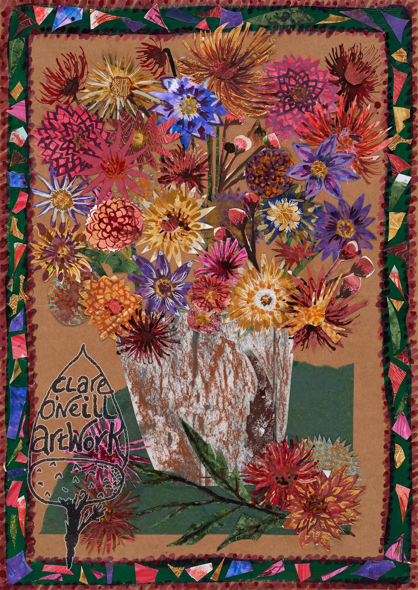 A6 Dazzling dahlias postcard