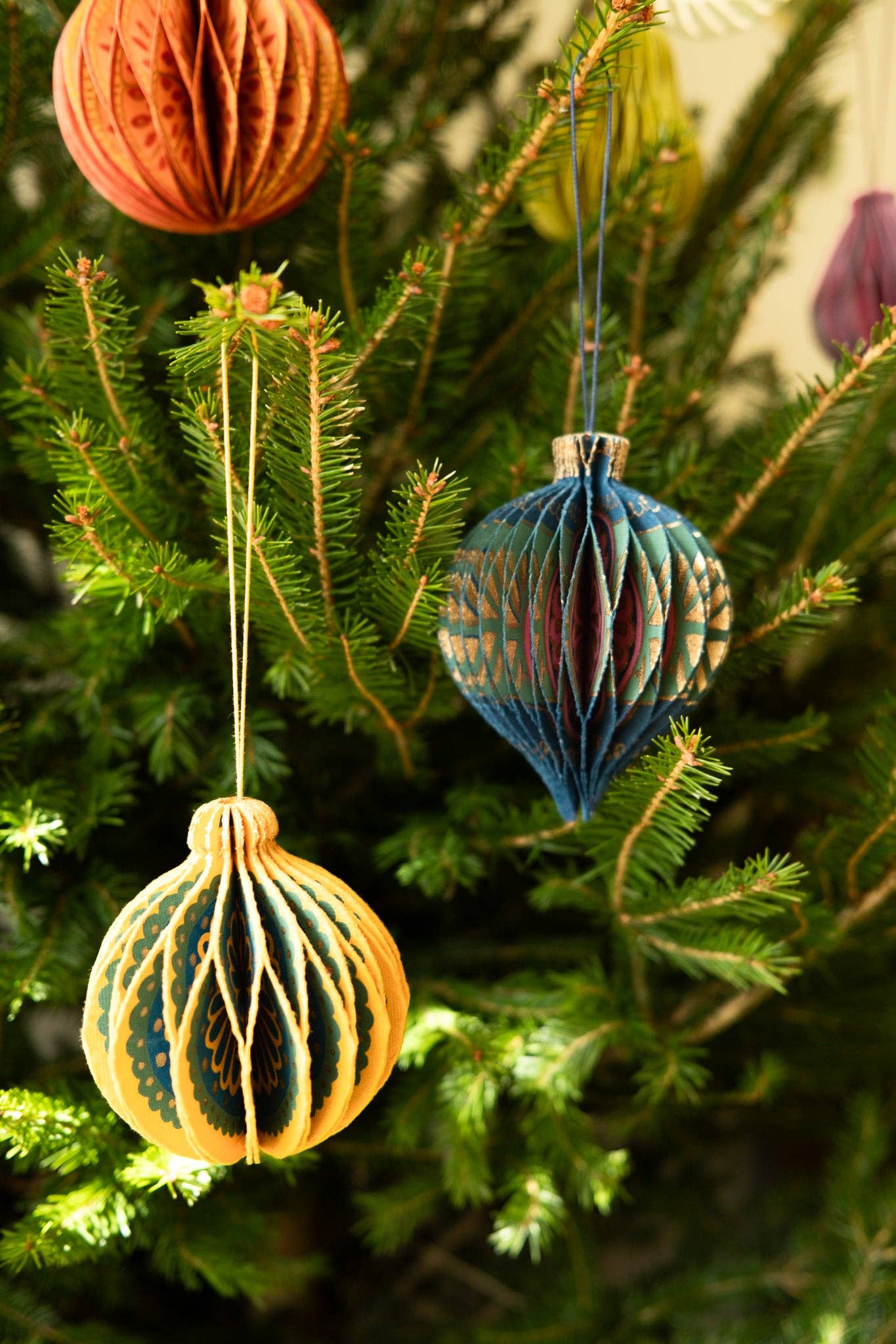 Yellow Bauble Honeycomb Decoration