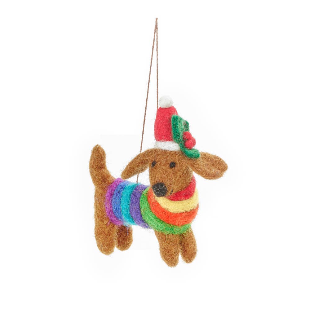 Handmade Felt Festive Rainbow Dog Pride Xmas Dec