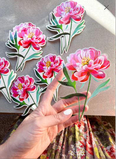 Katie Daisy ‘Peony’ Clear Sticker