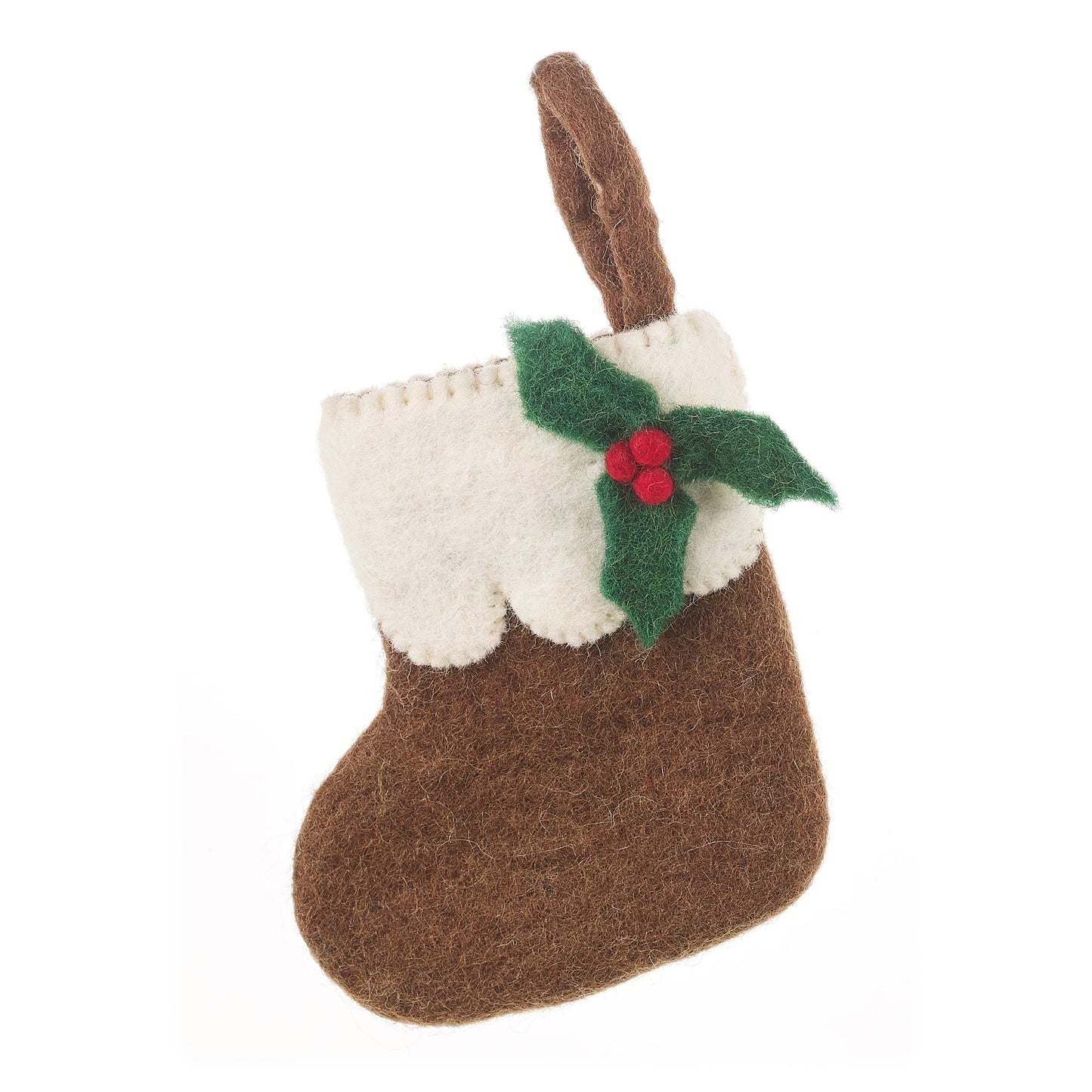 Handmade Felt Mini Christmas Stocking: Mistletoe