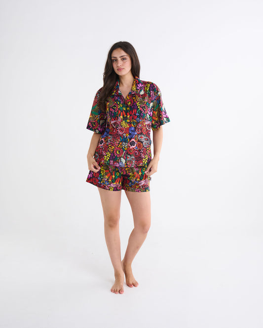 Kip and Co x Margaret Preston - Paradise Cotton Shirt and Shorts Pyjama Set