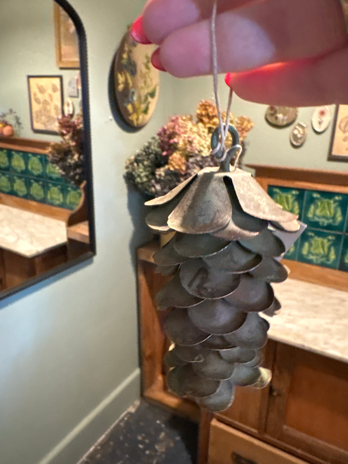 Metal Hanging Pinecone