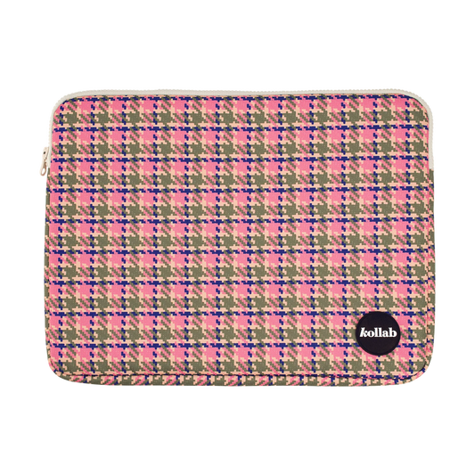 Kollab Laptop Case - Pink Houndstooth