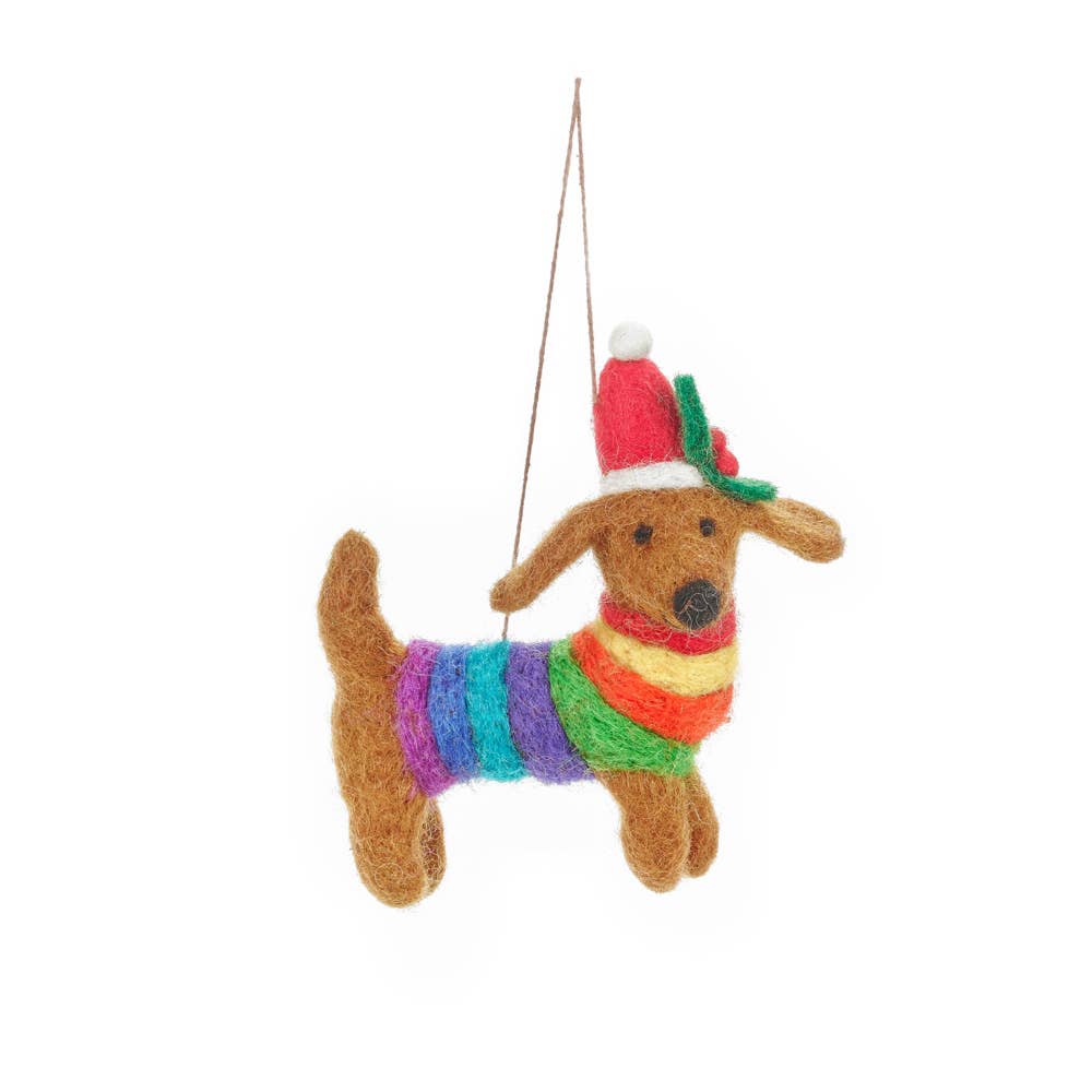 Handmade Felt Festive Rainbow Dog Pride Xmas Dec