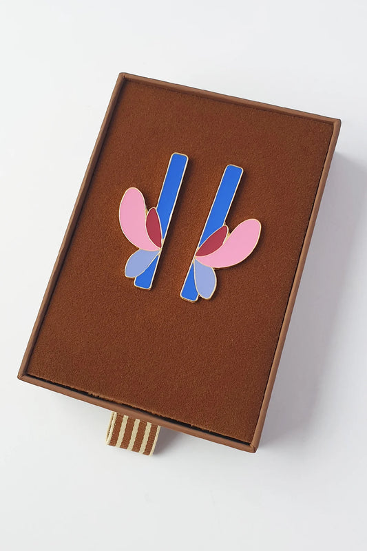 Middle Child Earrings - Perennial Studs (Blue)