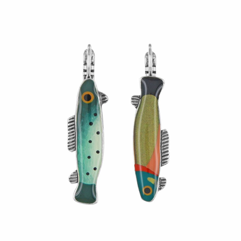 Taratata Jewellery - Blue and Green Fish Lever Back Earrings