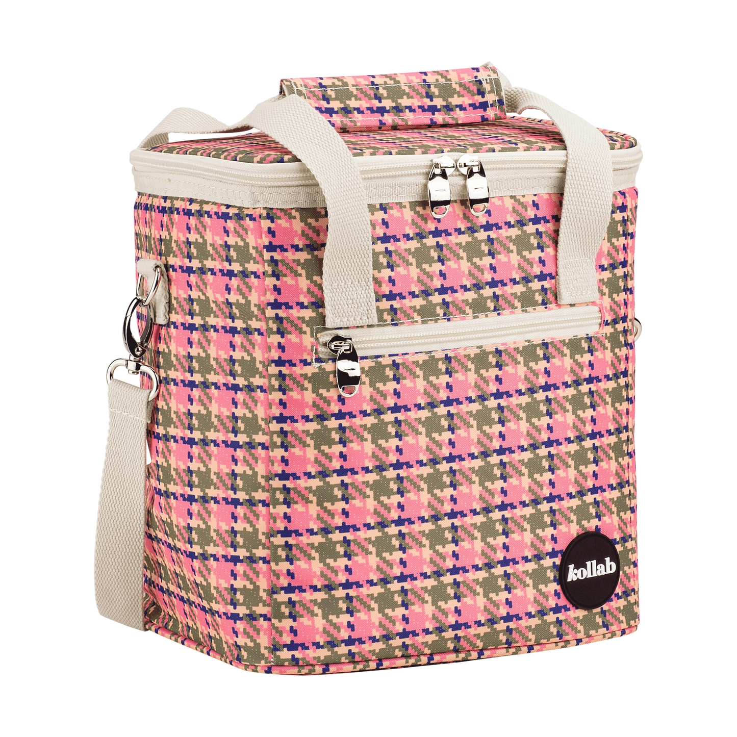 Kollab Mini Cooler - Pink Houndstooth