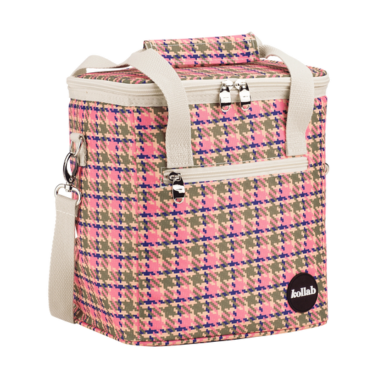 Kollab Mini Cooler - Pink Houndstooth