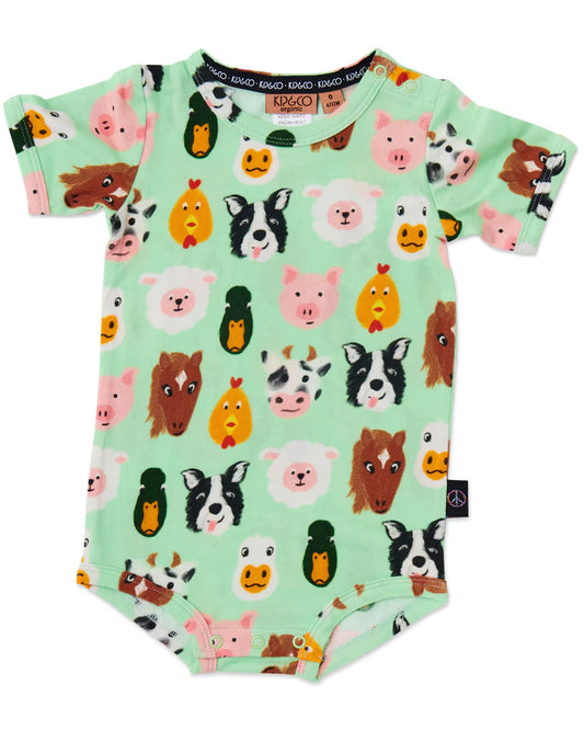 Kip and Co Organic Short Sleeve Romper - Farm Friends