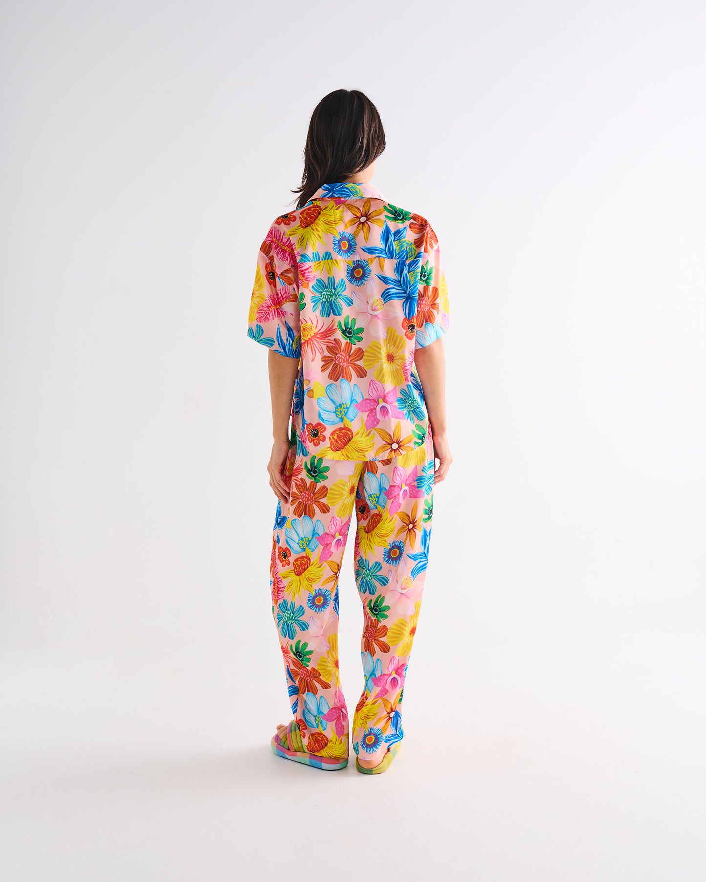 Kip and Co Adult Organic Short Sleeve and Pant Pyjama Set - Wild Flowers in Bloom