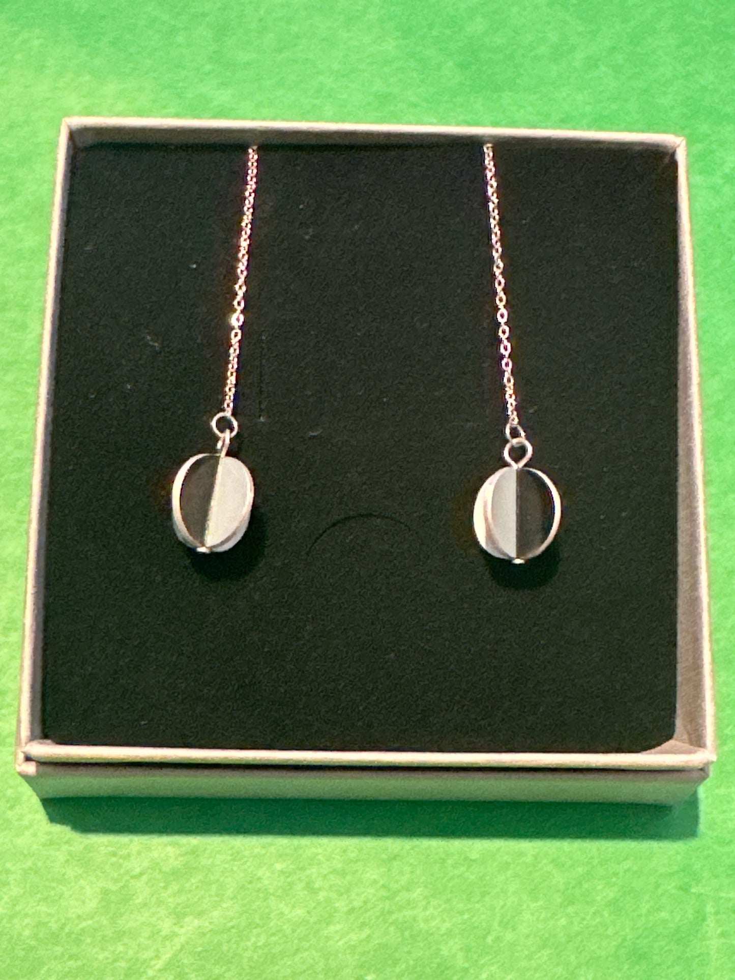 Shades of Grey Pendulum Thread Earrings