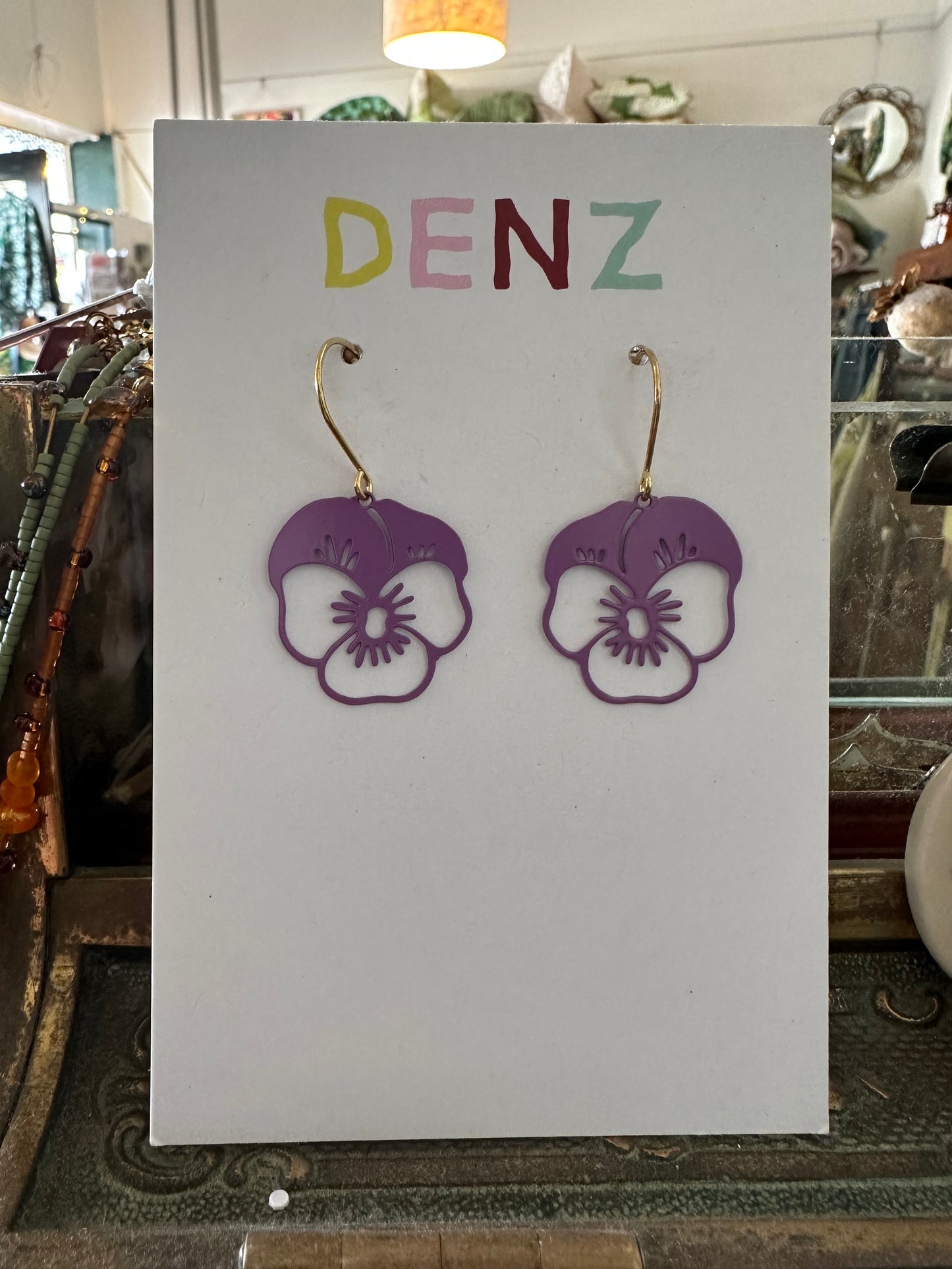 Denz earrings - Purple Pansies