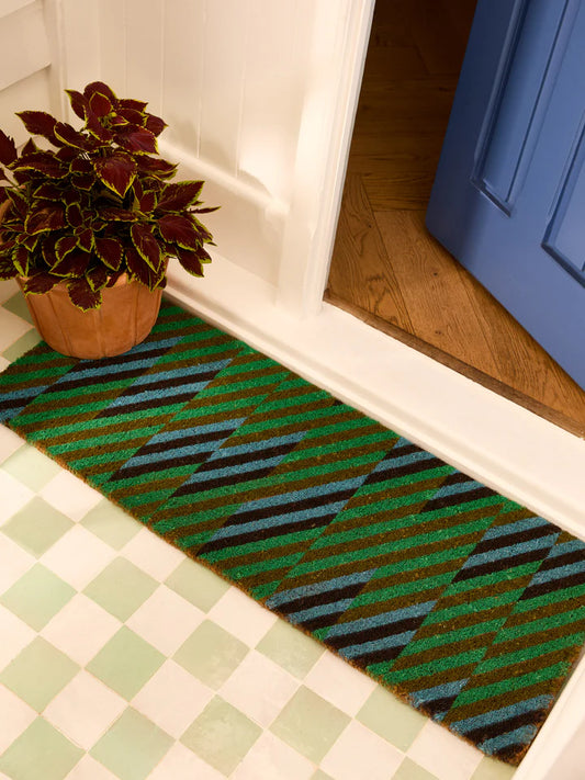 Patchwork Blue Green LONG Door Mat