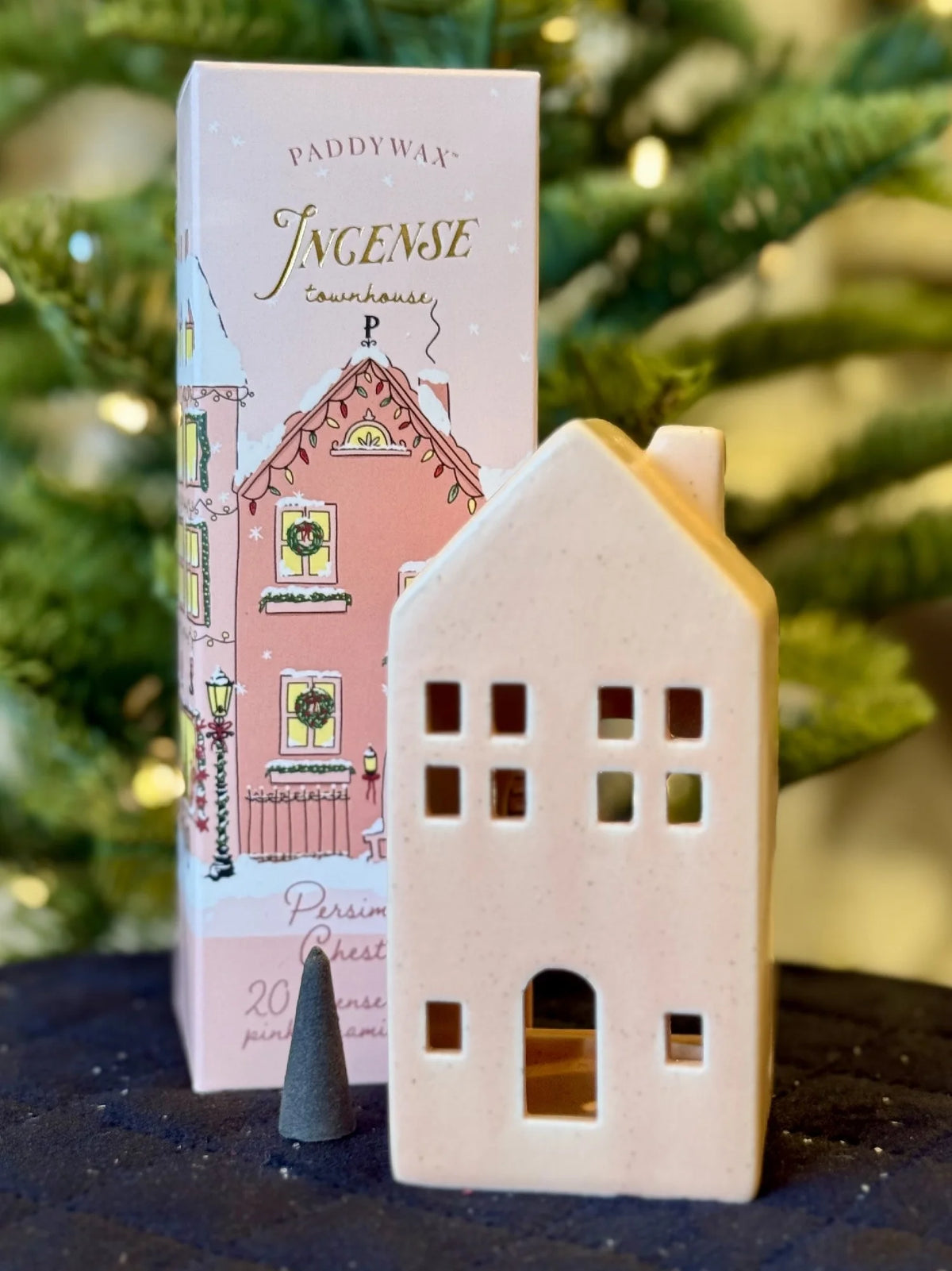 Paddywax Incense House - Persimmon + Chestnut with Pink Ceramic Holder