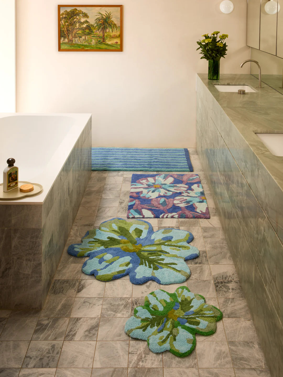 Tulip Blue Green Bath Mat