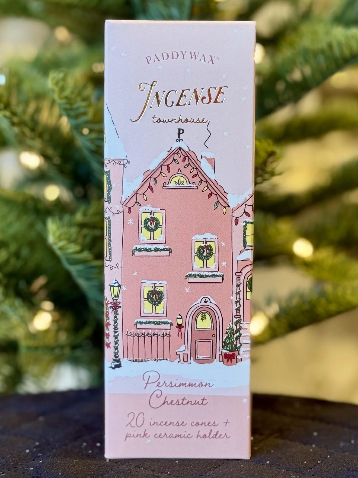 Paddywax Incense House - Persimmon + Chestnut with Pink Ceramic Holder