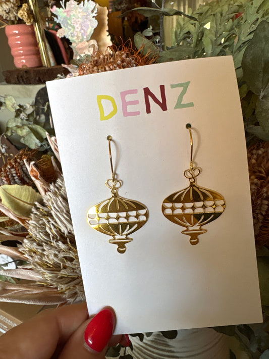 Denz earrings - Vintage Christmas Bauble - gold