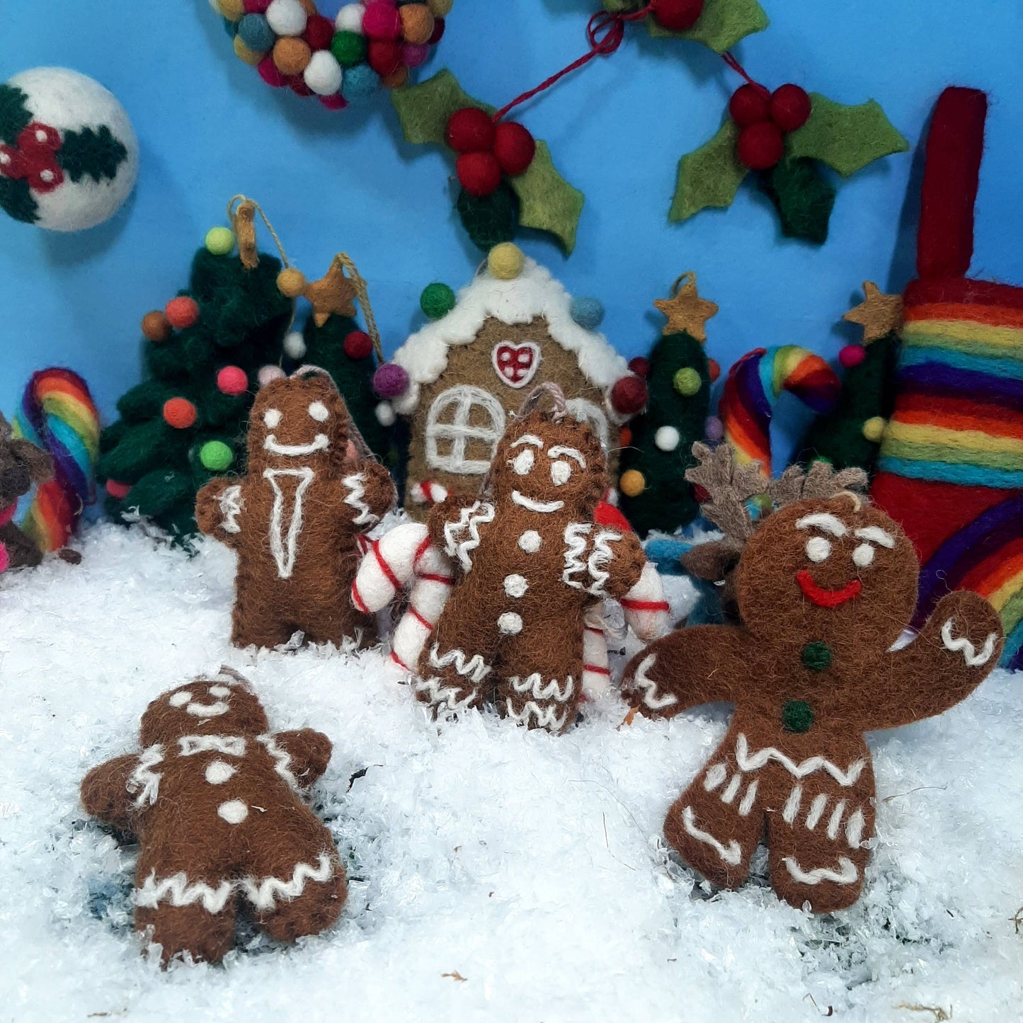 Handmade Felt Jolly Gingerbread Man Hanging Christmas Decor