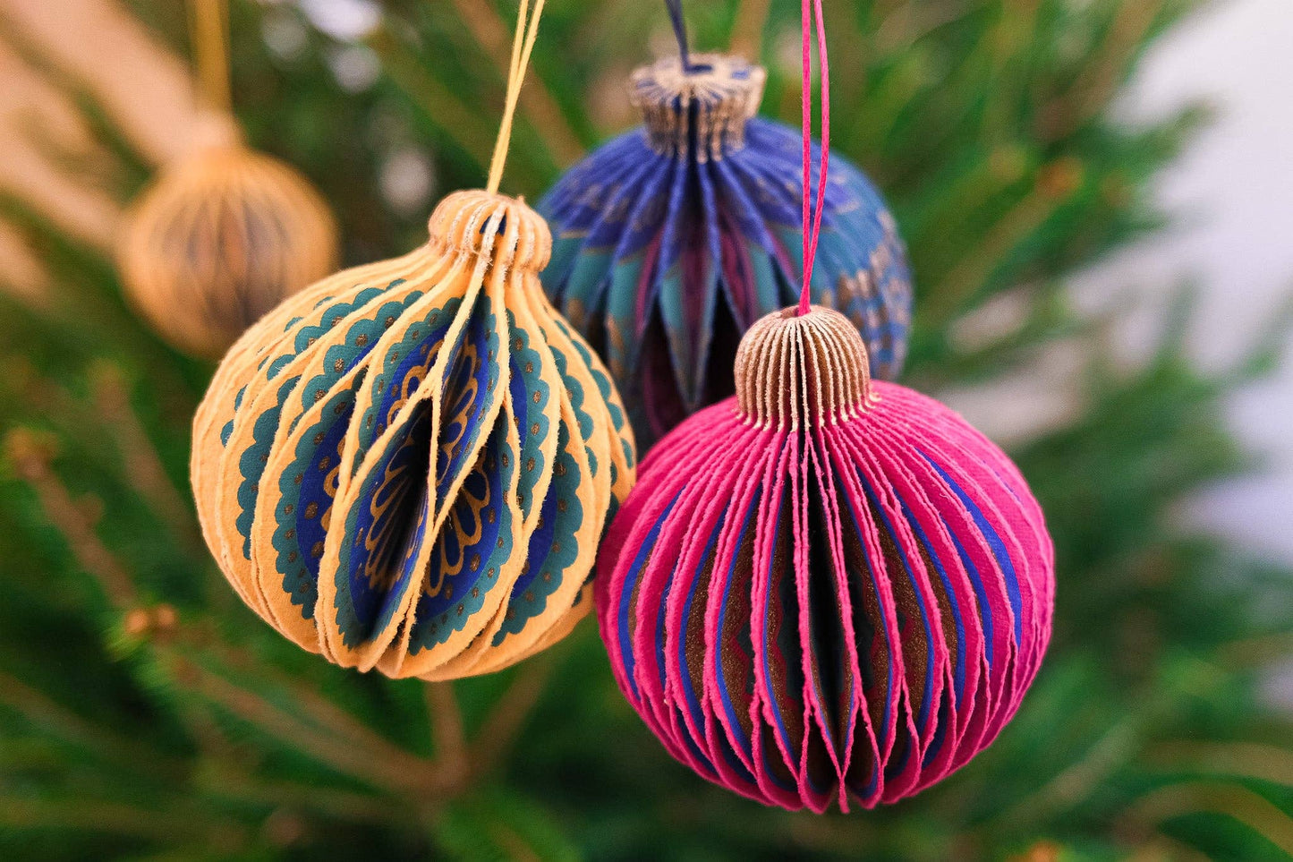 Yellow Bauble Honeycomb Decoration