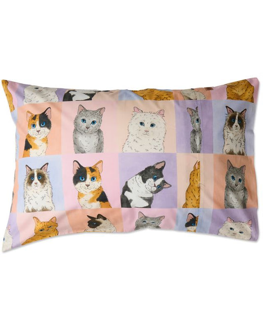 Kip and Co Organic Cotton Standard Pillowcase - Kitty Cat SINGLE