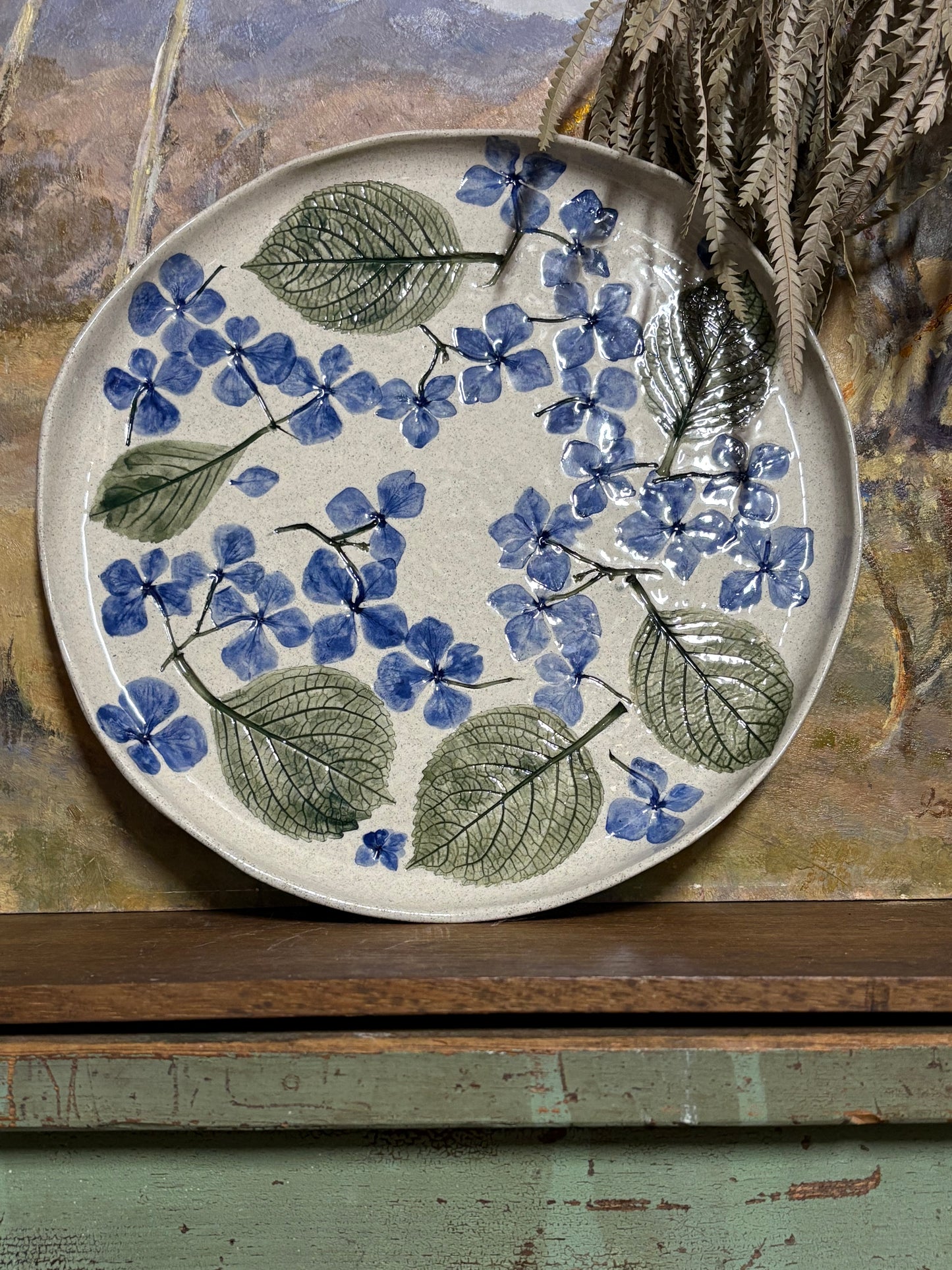 Handmade Ceramic Hydrangea Platter