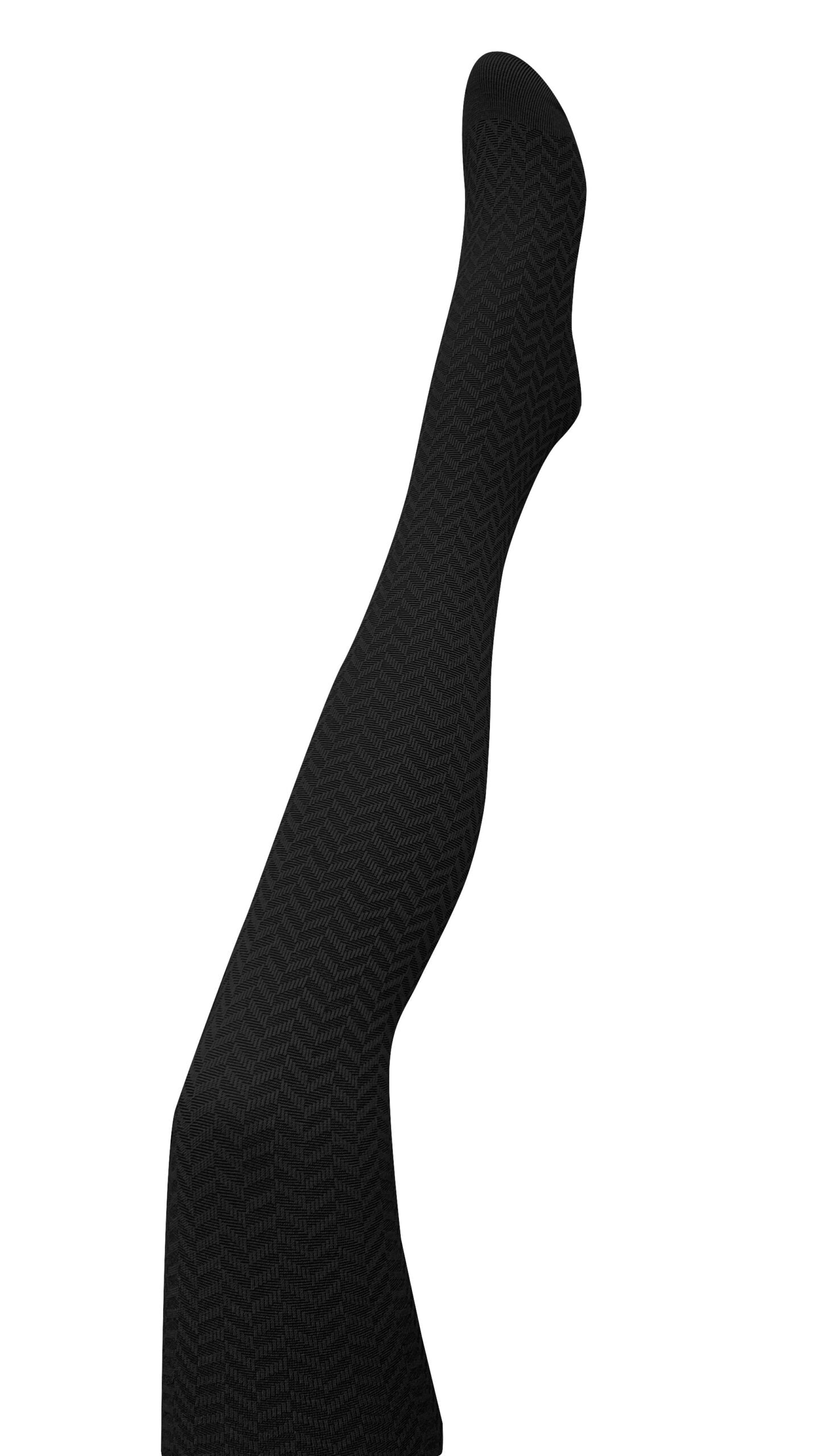 Tightology Herringbone Wool Tights - Black