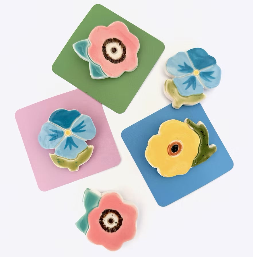 Togetherness Flowerful Ceramic Brooch - Poppy