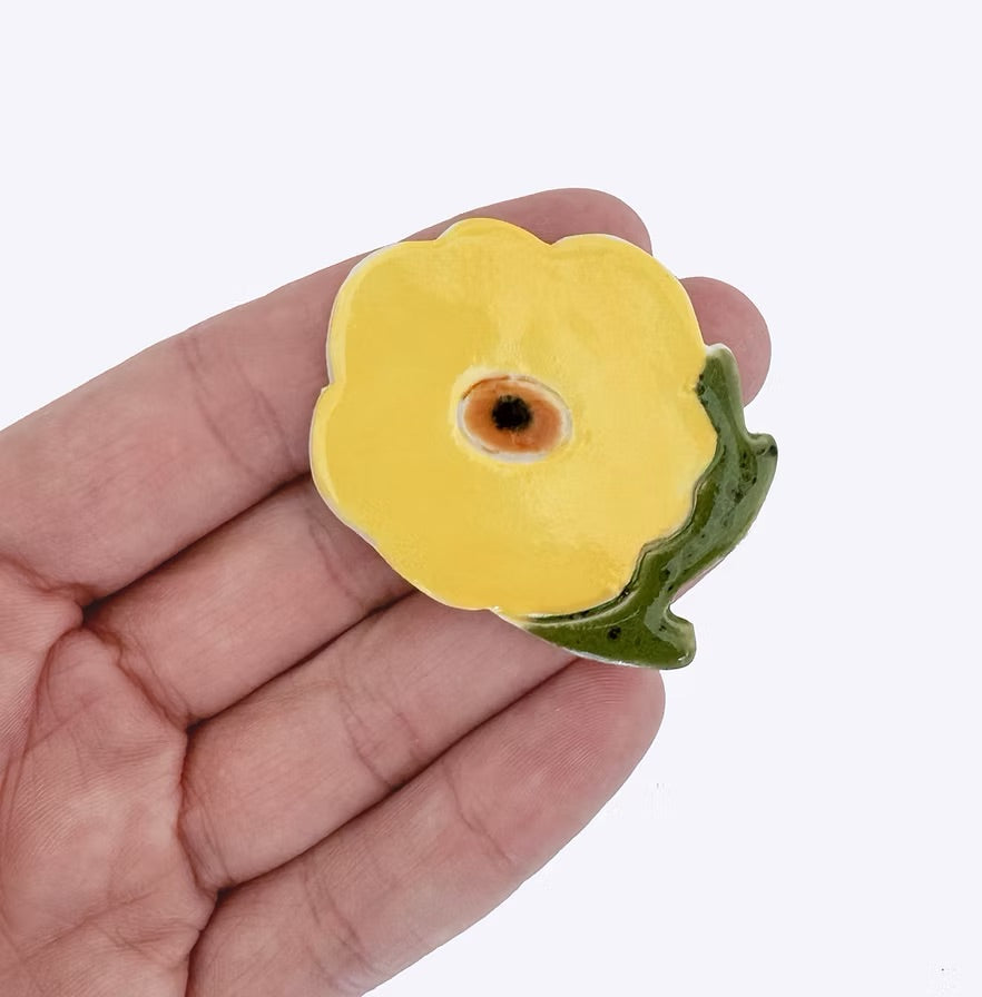 Togetherness Flowerful Ceramic Brooch - Poppy