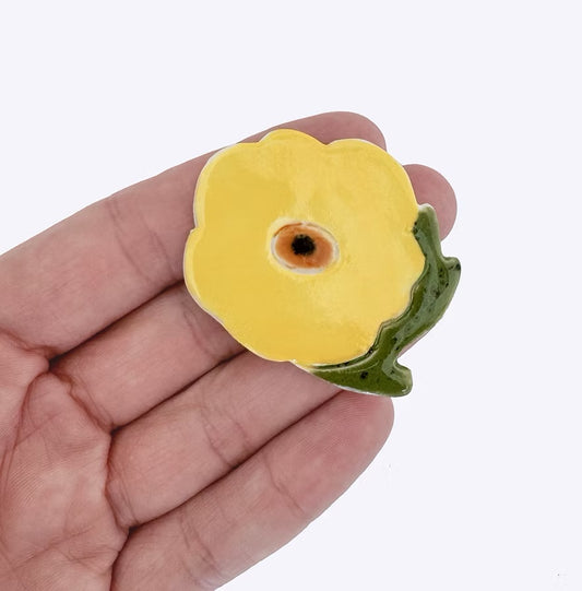 Togetherness Flowerful Ceramic Brooch - Poppy