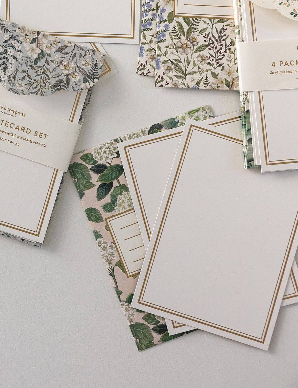 Bespoke Letterpress - Hydrangea 4pk Scallop Notecard Set