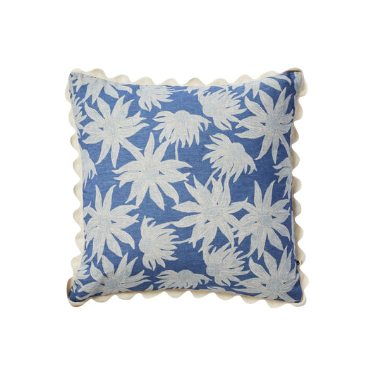 Bonnie and Neil Flannel Flower Blue Cushion - 50cm