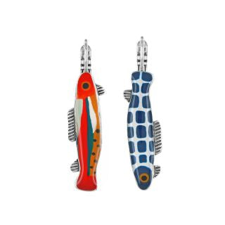 Taratata Jewellery - Navy and Red Fish Lever Back Earrings