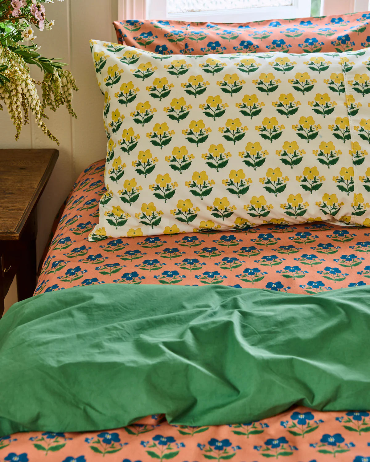 Kip and Co x Anna Spiro Indian Summer Yellow Organic Cotton Pillowcase Set - Std