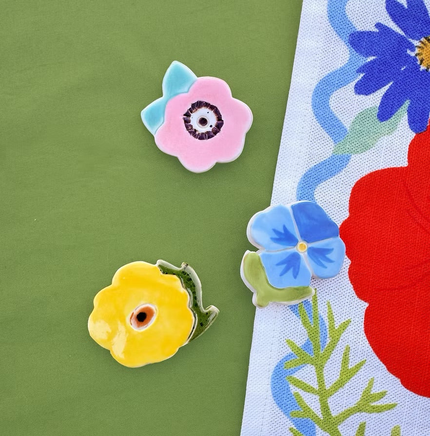 Togetherness Flowerful Ceramic Brooch - Poppy