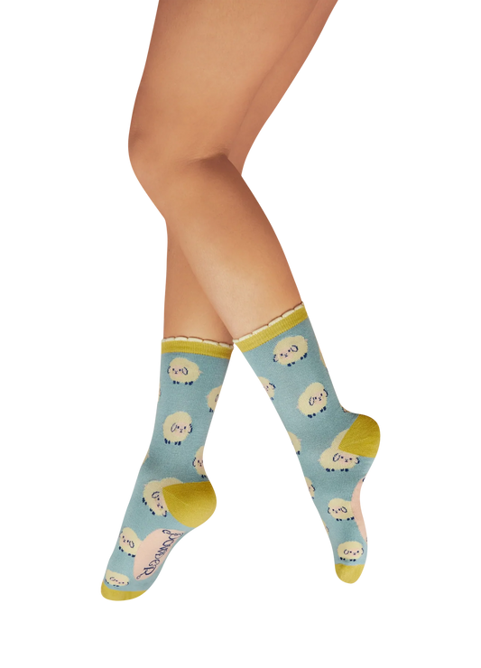 Powder Marshmallow Sheep Ankle Socks