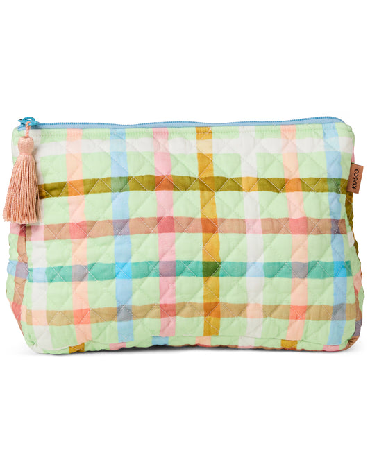 Kip and Co Quilted Toiletry Purse - Candy Check Mint