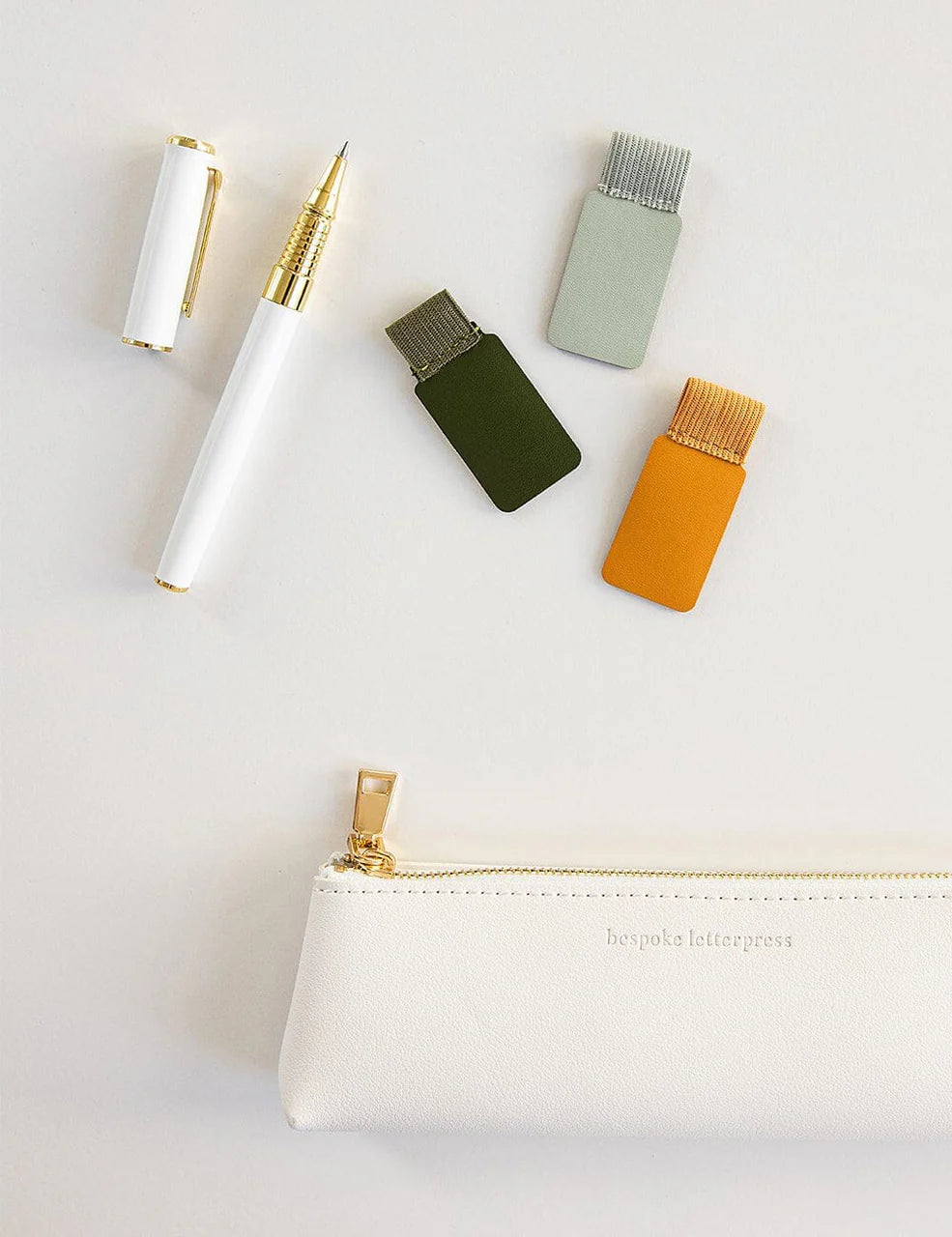 Bespoke Letterpress - Adhesive Pen Loop Olive Green