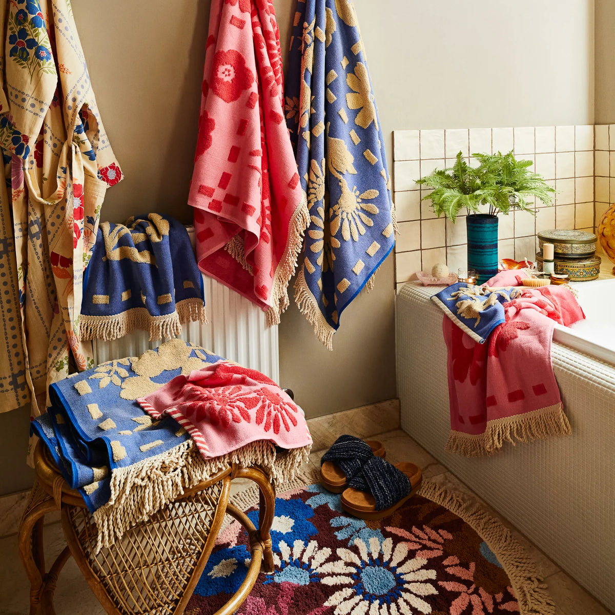 Sage and Clare Bath Sheet Aja Ultramarine